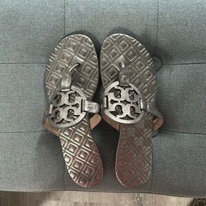 Tory Burch size 6, pewter Miller sandals